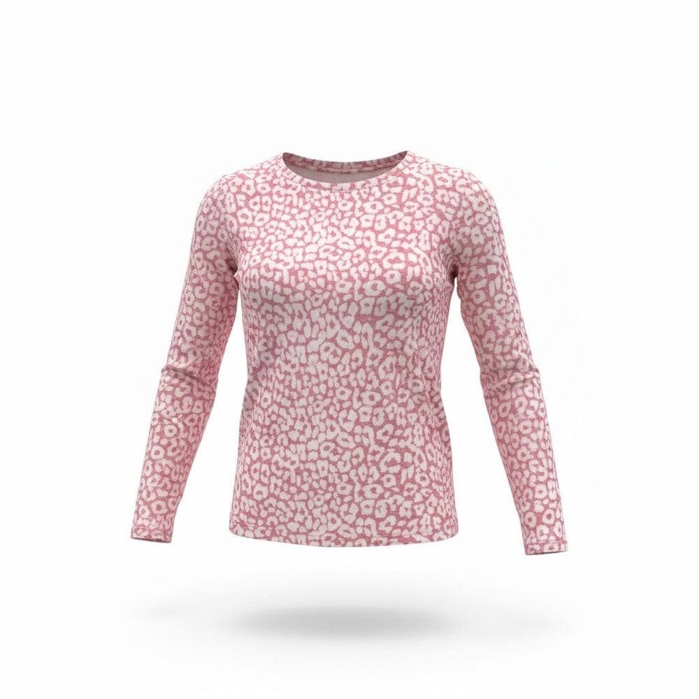 Women’s Pink Leopard Print Long Sleeve Top Size Small Soft Stretch
